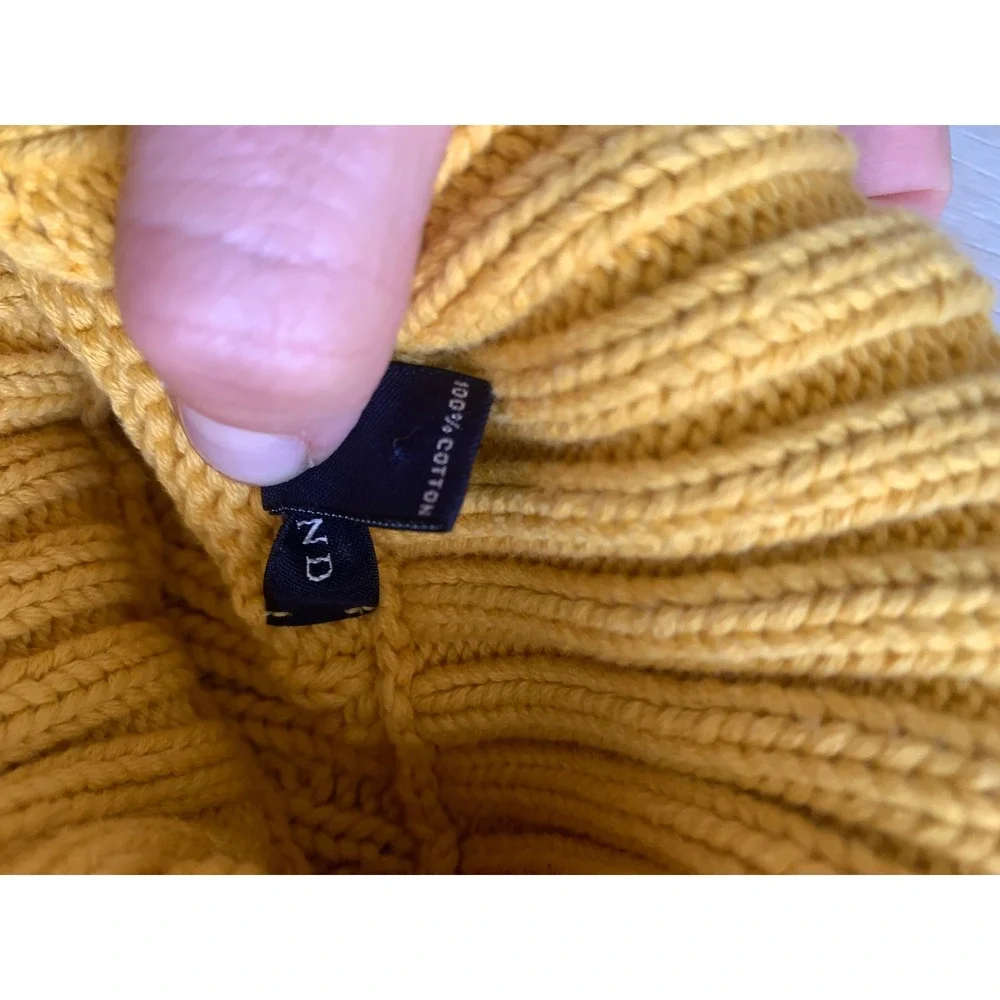 Lands' End Mustard Yellow Cable Knit‎ Turtleneck Sweater Womens XL 100% Cotton